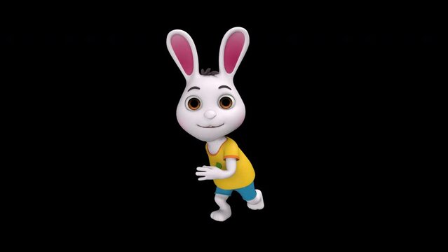 Cartoon Rabbit looped dance - 3d render looped with alpha channel.