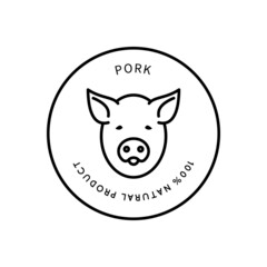 Pig Head Line Icon In Simple Style. Natural Product. Vector sign in a simple style isolated on a white background.