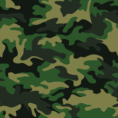 Fototapeta premium Camouflage texture seamless pattern. Abstract modern military camo ornament for fabric and fashion textile print. Vector background.