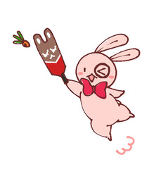 ゆるかわいいデフォルメうさぎのイラスト　羽根付き　正月の遊び