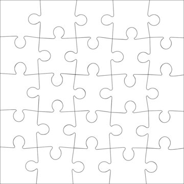 5x5 Jigsaw puzzle blank template background light lines. every piece is a single shape.