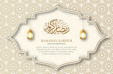 RAMADAN KAREEM Islamic Luxury Ornament Border Frame Arabesque Pattern Background