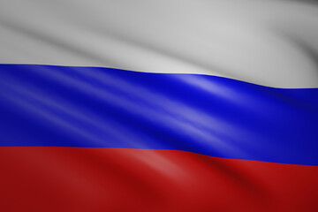 The national flag of Russia - Highly detailed realistic 3D rendering