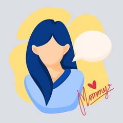 woman with speech bubble flat illustration