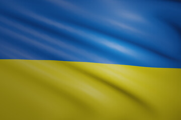 The national flag of Ukraine - Highly detailed realistic 3D rendering
