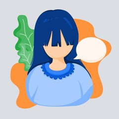 a girl with speecch bubble flat illustration