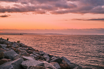 sunset over the gdańsk bay
