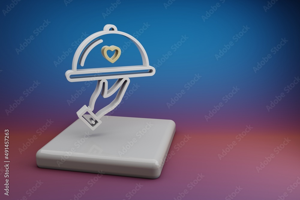 Aufkleber wonderful wedding dinner with heart symbol icons on a ceramic stand and bright colored background. 3