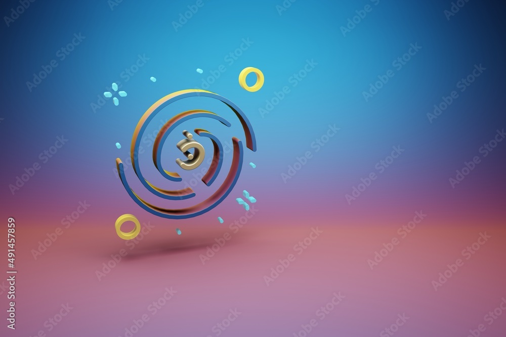 Poster Beautiful abstract illustrations Galaxy and start symbol icon on a bright colored background. 3d rendering illustration. Background pattern for design. Space exploration..