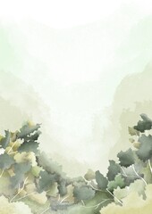 Green floral leaf watercolor background