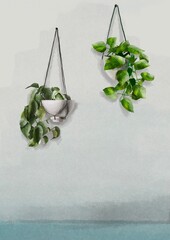 Green leaf watercolor background