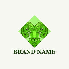 Ram in green and square logo concept