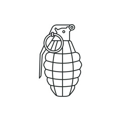 Hand grenade icon line style. War, bomb, weapon isolated on white background. Vector illustration