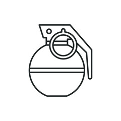 Hand grenade icon line style. War, bomb, weapon isolated on white background. Vector illustration
