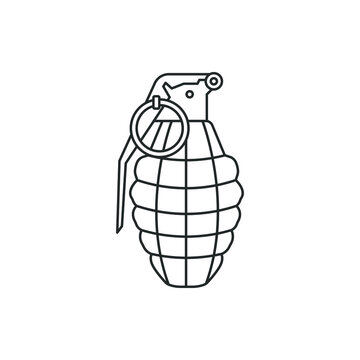 recommend clip art: Hand grenade icon line style. War, bomb, weapon isolated on white background. Vector illustration