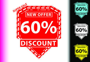 60 percent discount new offer logo and icon design template