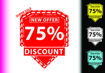 75 percent discount new offer logo and icon design template