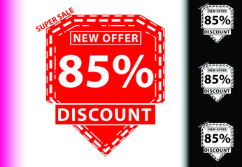 85 percent discount new offer logo and icon design template