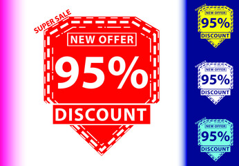 95 percent discount new offer logo and icon design template