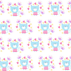 Vector illustration of elegant pattern with cute leaves and animals