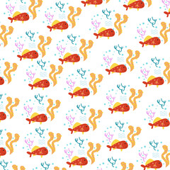 Vector illustration of elegant pattern with cute leaves and animals