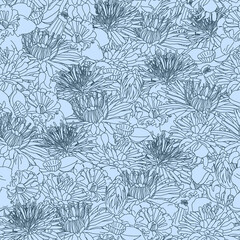 Seamless pattern with hand drawn dahlia flowers. floral botanical seamless pattern background suitable for fashion prints, graphics, backgrounds and crafts