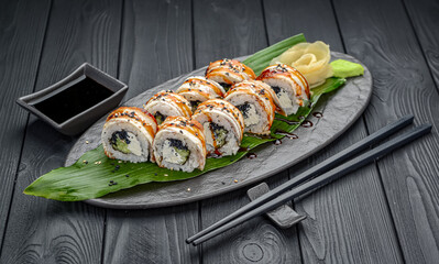 Rolls with fish and cheese.