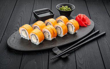 Rolls with shrimp and cheddar cheese.