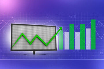 3d rendering Stock market online business concept. business Graph
