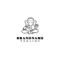lord ganesh logo cartoon icon design template black isolated vector illustration