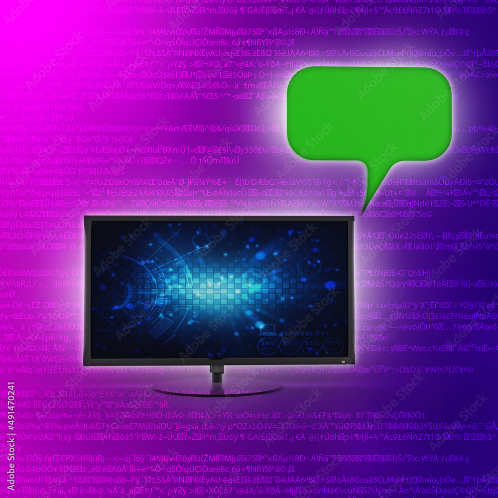 Poster 3d rendering two chat box in computer