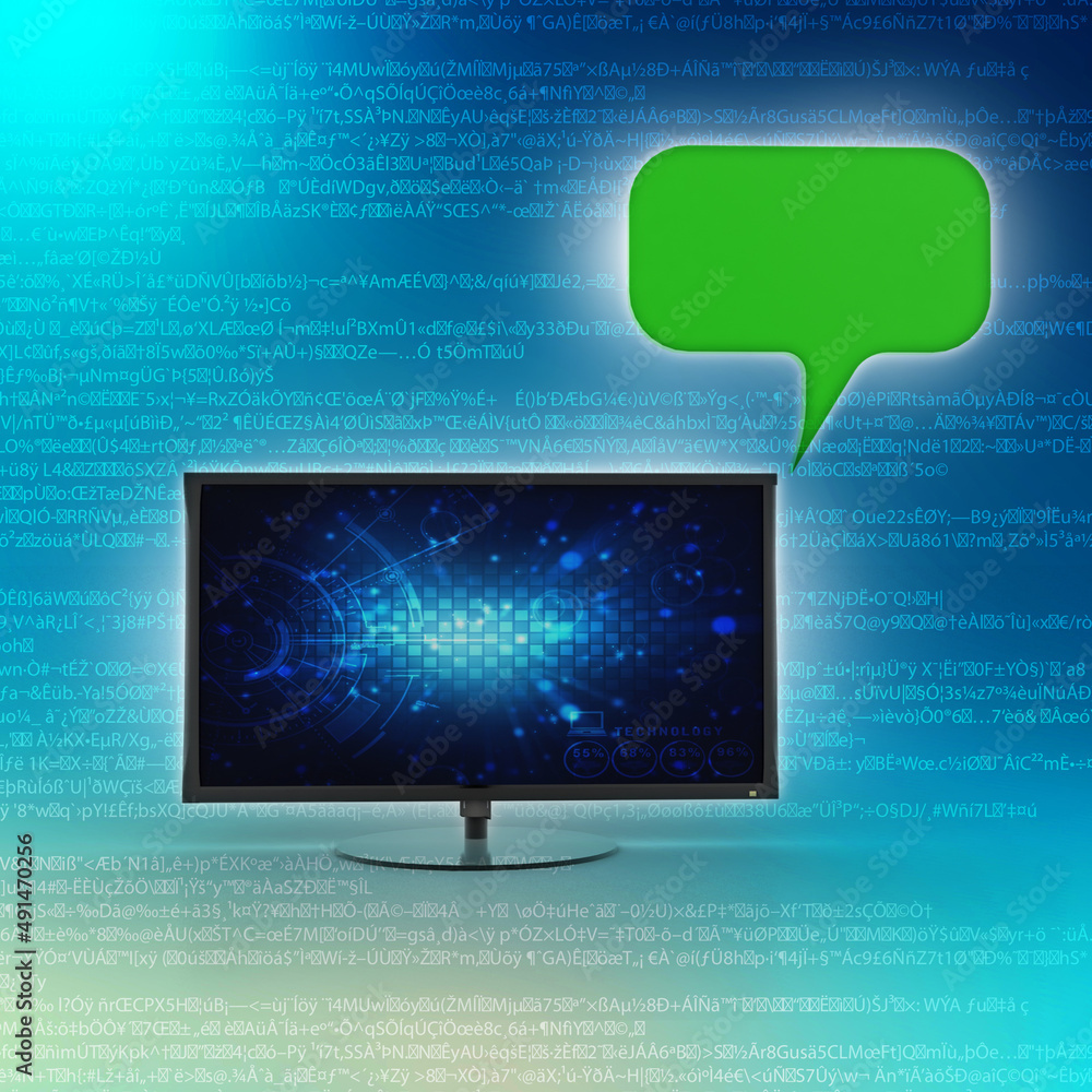 Poster 3d rendering two chat box in computer