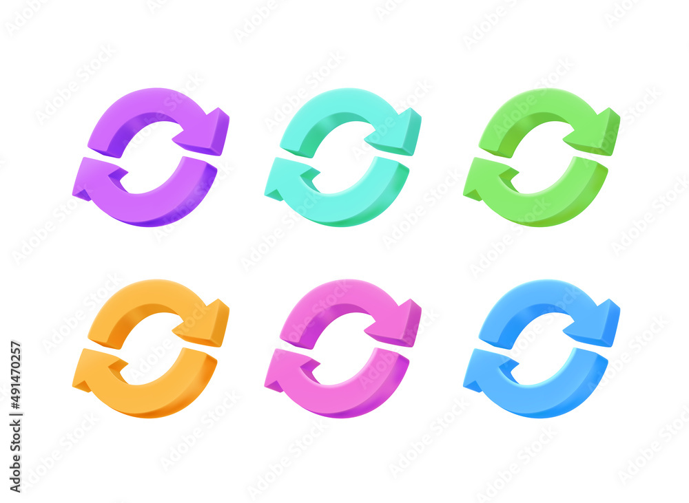Poster 3d arrows color icons vector set isolated on white background,