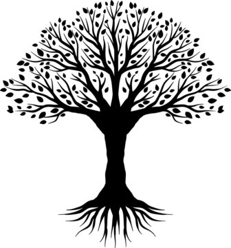 Tree With Leaves Silhouettes Tree With Leaves SVG EPS PNG
