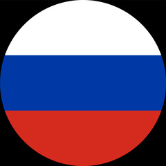 Russia flag in circle shape isolated  on png or transparent  background,Symbol of Russia , template for banner,card,advertising, magazine, and business matching country poster, vector