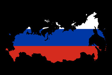 Russia  flag on map isolated  on png or transparent  background,Symbol of Russia,template for banner,advertising, commercial, and business matching country,vector illustration