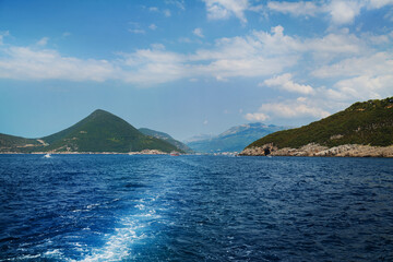 Fototapeta premium View of the bay from the ferry deck, Landscape.