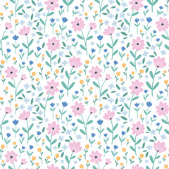 Seamless floral pattern. Beautiful flowers on a white background.