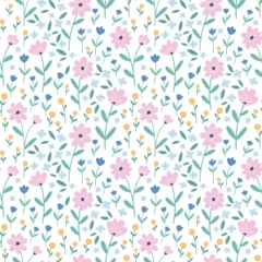 Gardinen Blumen Muster  Seamless floral pattern. Beautiful flowers on a white background.  © Елена Хмельнюк
