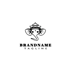 lord ganesh logo cartoon icon design template black isolated vector illustration