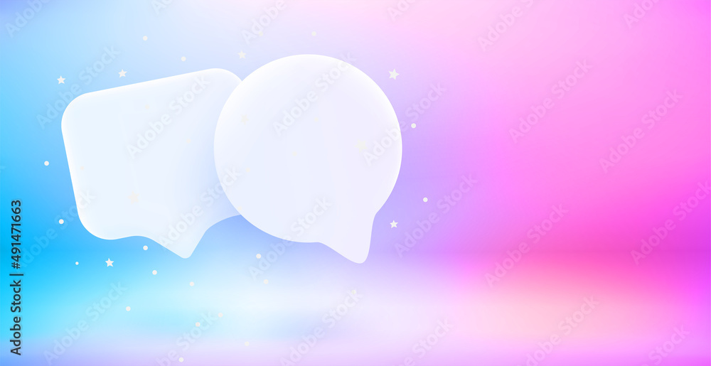 Aufkleber speech clouds. 3d vector landscape orientation banner with copy space