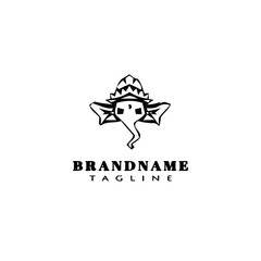 lord ganesh logo cartoon icon design template black isolated vector illustration
