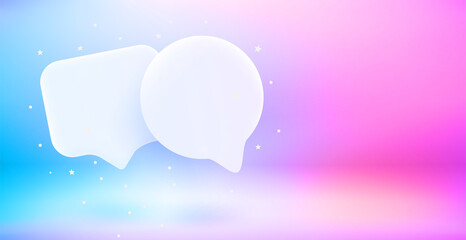 Speech clouds. 3d vector landscape orientation banner with copy space