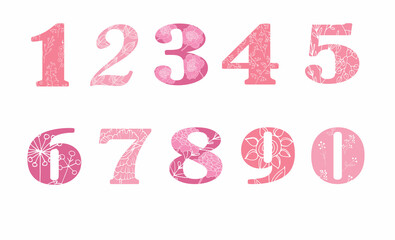 vector clipart a set of numbers in boho style