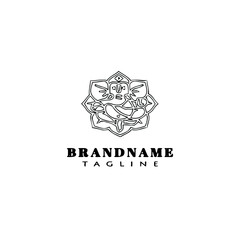 lord ganesh logo cartoon icon design template black isolated vector illustration