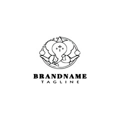 lord ganesh logo cartoon icon design template black isolated vector illustration