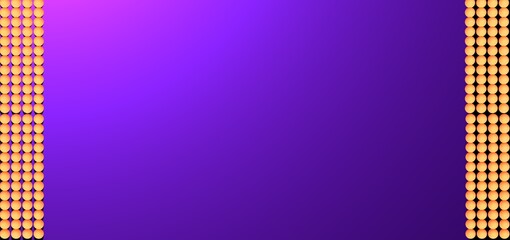The Purple background with orange balls on the sides. Abstract magenta background. 3D illustration.