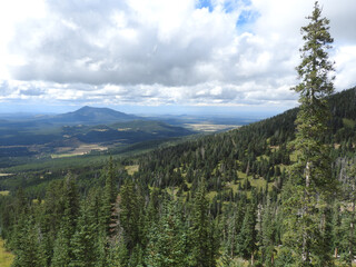 Scenic view of the Arizona landscape from the western slope of Mount Humphreys, in the Coconino National Forest. 