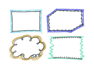 Set frames. Felt pen Illustration. Brown, violet, turquoise and blue Illustration