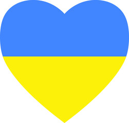 Image with heart icon. Symbol of love with patriotic Ukrainian flag. Country support. STOP THE WAR. Vector Image.